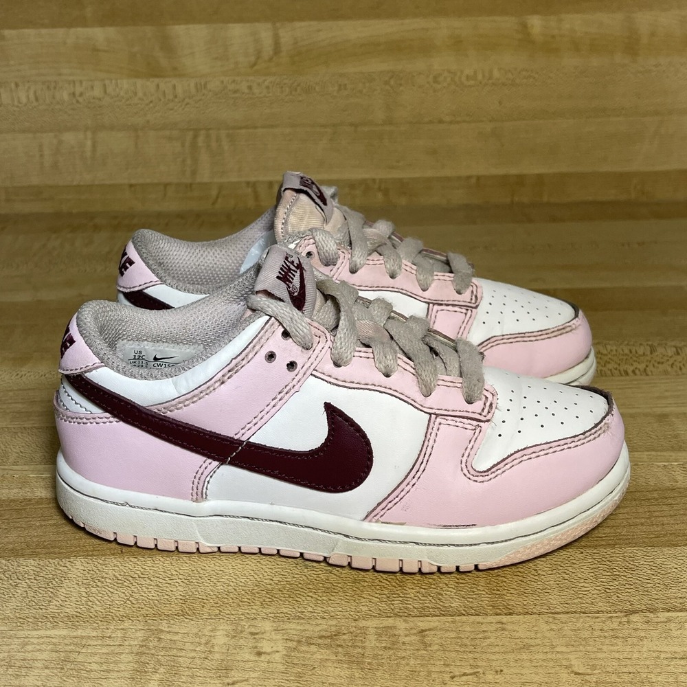 Nike‎ Dunk Low Pink Foam Red White Valentines Gs Size 12c (CW1588-601)